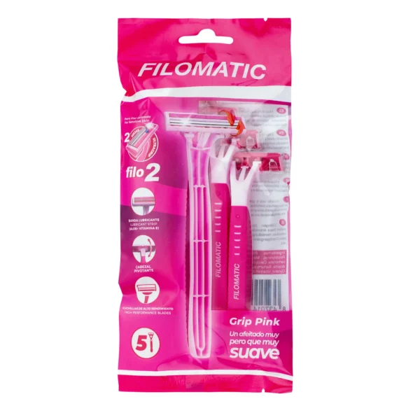 BOLSA 5 MAQUINILLAS AFEITAR FILO 2 GRIP PINK - Imagen 4