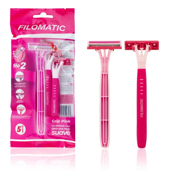 BOLSA 5 MAQUINILLAS AFEITAR FILO 2 GRIP PINK